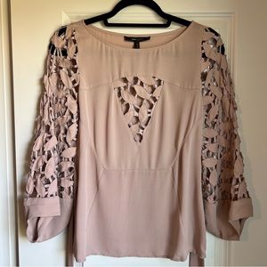 BCBGMaxAzria dusty pink laser cut blouse